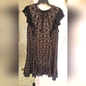 Julia Jordan Gorgeous Black Lace with Full Nude Lining Cocktail Dress